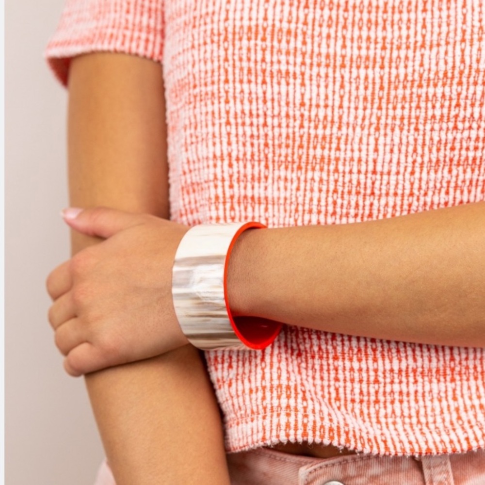 Zara textured short sleeve crop tee small red orange with white crewneck